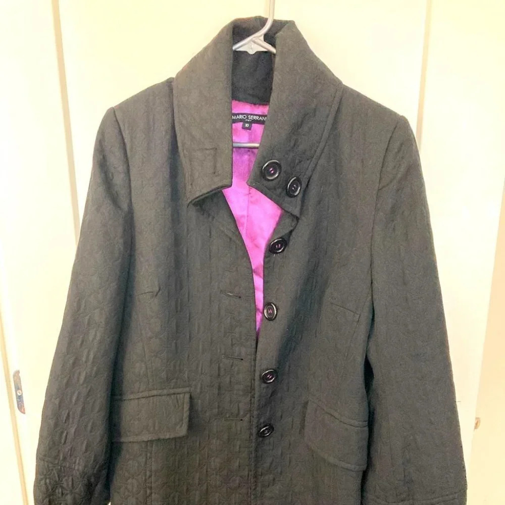 MARIO SERRANI Sz 10 Textured Fabric Jacket  Italy Bubble Sleeve Statement Piece